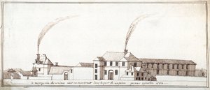 La ménagerie avec des cheminées fumantes