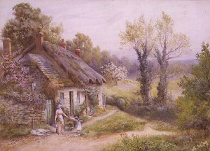 Une mère et un enfant dans un jardin de cottage - Noel Smith