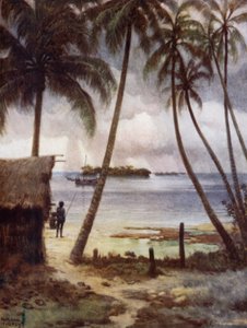Un jour de tempête dans le lagon de Rubiana, Îles Salomon (lithographie en couleur)