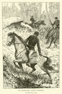 Un natif australien suivant une piste (gravure) - Norman Hardy