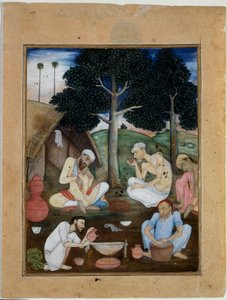 Groupe de toxicomanes au bhang, c. 1600 - North Indian School