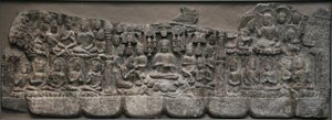 Sculpture murale : Rassemblements Célestes de Bouddhas et Bodhisattvas, Handan, Province de Hebei, 550-577 (calcaire avec traces de pigment) - Northern Qi Dynasty Chinese Scool