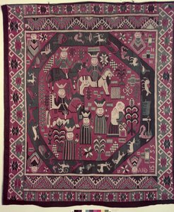 Tapis représentant des chevaliers, une mère avec son enfant et diverses autres figures, 1735 - Norwegian School