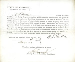 Serment de loyauté de O. S. Fuller du Missouri, comté de St. Louis - O.S. Fuller