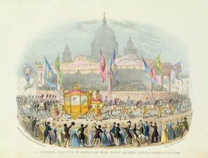 La reine Victoria passant devant la cathédrale Saint-Paul, 9 novembre 1837 (dessin)
