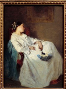 Femme assise endormie - Octave Tassaert