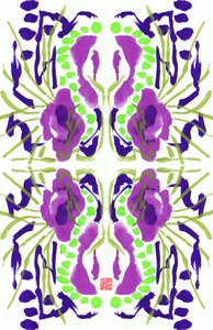 Motif floral violet vert