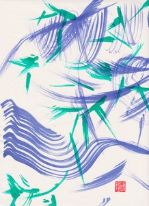 Abstraction de bambou vert Zen 1, 2020 - Odilia W. Y. Fu