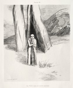 Un fou dans un paysage lugubre - Odilon Redon