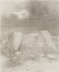 Et il discerne une plaine aride couverte de collines, planche 7 de 24 - Odilon Redon