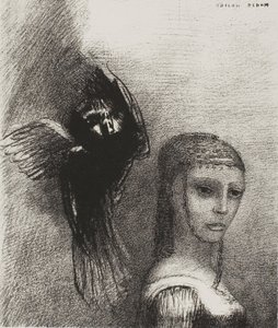 Et un grand oiseau, descendant du ciel, se jette contre le point le plus haut de ses cheveux, planche 3 de 10 - Odilon Redon