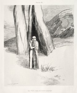 Hommage à Goya : Un fou dans un paysage lugubre, 1885 - Odilon Redon