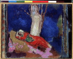 Jeune femme étendue sous un arbre - Odilon Redon