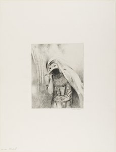 Elle tire de son sein une éponge, parfaitement noire, et la couvre de baisers, planche 8 de 24 - Odilon Redon