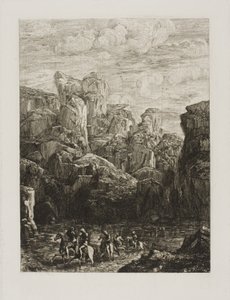Le gué : paysage avec cavaliers
