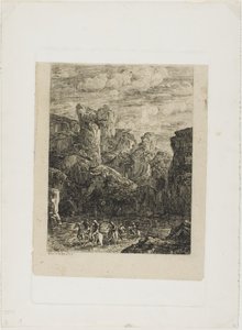 Le gué : Paysage avec cavaliers