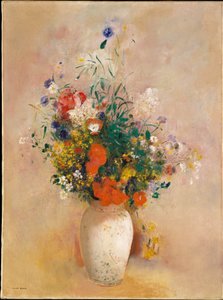 Vase de fleurs (fond rose)