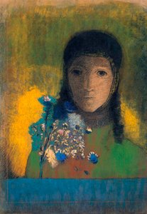 Femme avec des fleurs sauvages, vers 1900