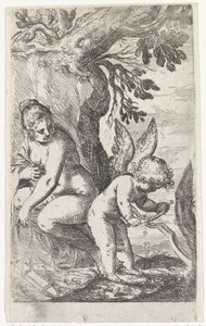 Vénus regarde Cupidon fabriquer un arc - Odoardo Fialetti (attributed to)