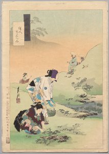 Beautés récoltant des fougères, de la série Divers de Gekkō - Ogata Gekko