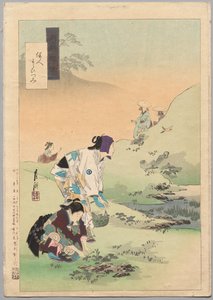 Beautés récoltant des fougères, de la série Divers de Gekkō