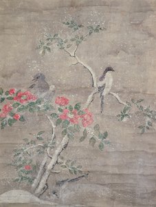 Oiseaux et camélia dans la neige, vers 1700 - Ogawa Haritsu