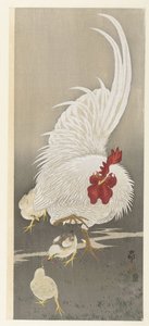 Coq et trois poussins - Ohara Koson