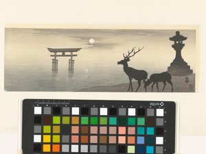 Paysage avec torii et cerfs