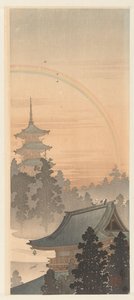 Pagode et arc-en-ciel - Ohara Koson