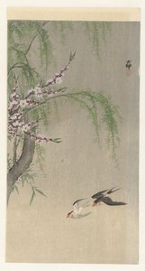 Hirondelles en vol - Ohara Koson