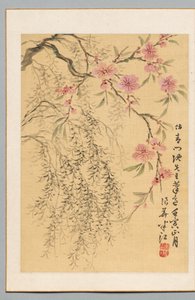 Fleurs de pêcher et saules