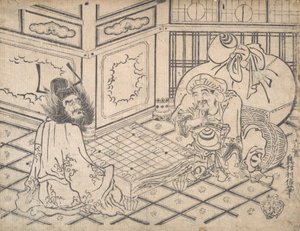 Daikoku et Shoki jouant aux échecs