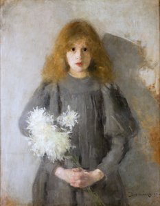 Fille avec des chrysanthèmes - Olga Boznanska