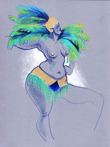 Une danseuse à plumes pleine d