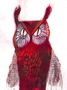 Chouette rouge vif - Olga Skomorokhova