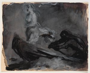 Le bateau de Charon. Psyché est conduite sur le fleuve Styx
