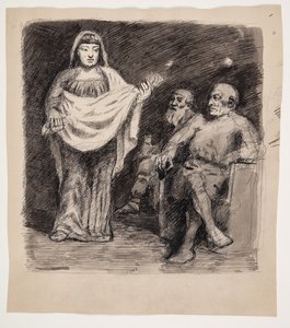Femme devant deux hommes : motif de l