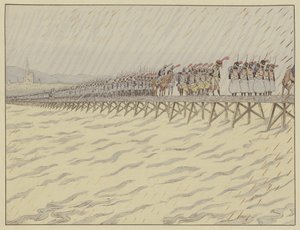 Napoléon et son armée traversant le Rhin à Kehl, 1er octobre 1805 - Onfray de Breville Job