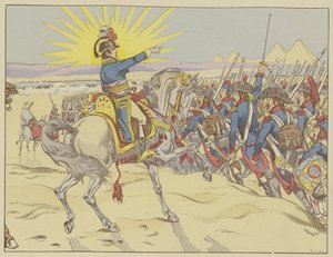 Napoléon inspirant ses troupes à la bataille des Pyramides, Égypte, 21 juillet 1798 - Onfray de Breville Job