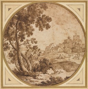 Paysage avec bâtiments et figures, seconde moitié des années 1600