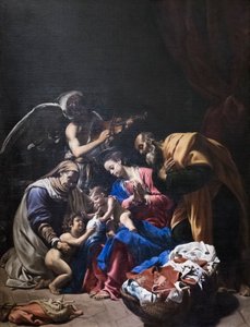 Sainte famille avec sainte Élisabeth, saint Jean-Baptiste et un ange - Orazio Borgianni