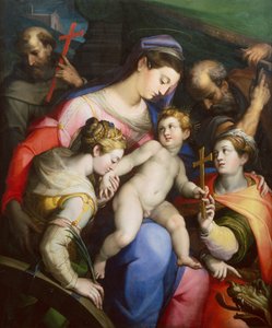 La Sainte Famille avec les saints Marguerite, Catherine et François - Orazio Samacchini