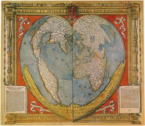 Carte du monde en forme de cœur - Oronce Fine