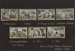 Esquisse pour la mairie de Clichy : Allégories de la vie du citoyen (au-dessus de la porte de la salle des mariages) - Oscar Pierre Mathieu
