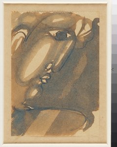 Profilkopf schräg nach rechts mit Lichtern