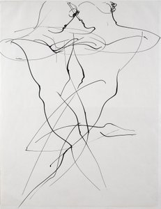Deux figures en mouvement opposé, danse