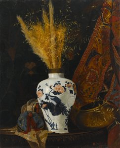 Fleurs dans un vase blanc