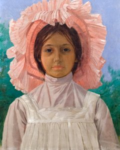 Fille avec un bonnet rose