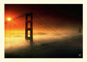 Le brouillard au coucher du soleil sur le Golden Gate - Osvaldo Russo