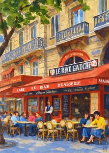 Un café animé à Paris